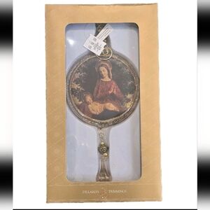 Vintage Dillard's Trimmings Christmas Holiday Glass Ornaments Mary And Jesus